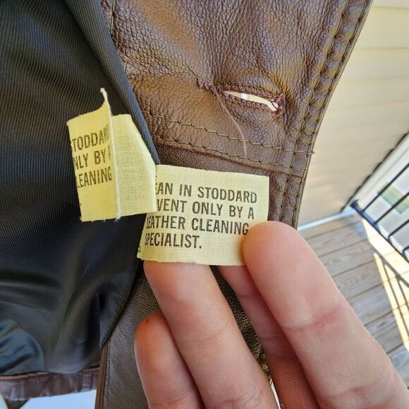 Vintage Reed Sportswear Leather Car Coat Men’s 42 Brown Button Overcoat Jacket - Picture 13 of 15